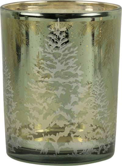 Theelichthouder dennenboom groen middel 12cm