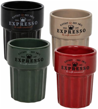 Home Deco Factory koffiekopjes Italia - set 4x - kleurenmix - 300 ml - keramiek - mokken