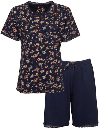 Tenderness Dames Shortama - Pyjama Set - Donker Blauw - Maat S