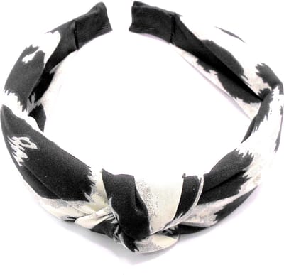 Diadeem met knoop zwart-wit