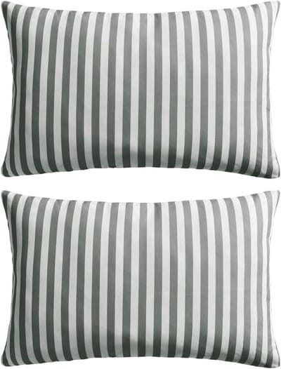 Buitenkussens Set - Tuinkussens Gestreept - Buiten Zitten - Waterafstotend UV-bestendig - 60 x 40 cm - Grijs