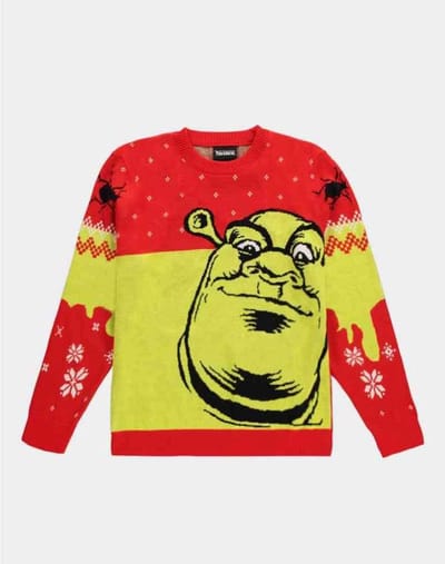 Shrek - Knitted Kersttrui - S - Rood/Geel