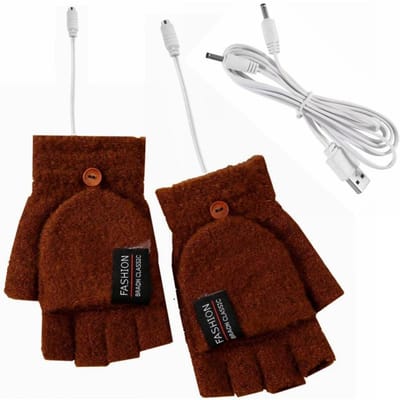 Gants chauffants électriques chauffer-mains chauffer-gants rechargeables USB réutilisables pour ordinateur portable adaptés aux sports ski hiver gants chauds white