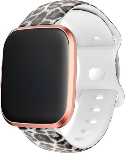 Strap-it Sport siliconen bandje met luipaard / leopard print - geschikt voor Fitbit Versa 1 / Versa 2 / Versa Lite