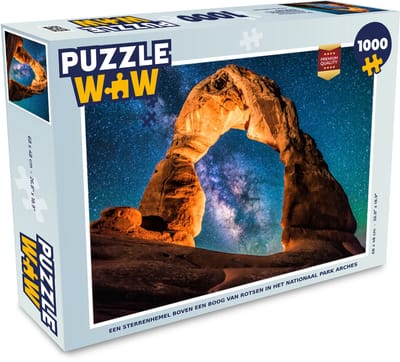 Puzzel Een sterrenhemel boven een boog van rotsen in het Nationaal Park Arches - Legpuzzel - Puzzel 1000 stukjes volwassenen
