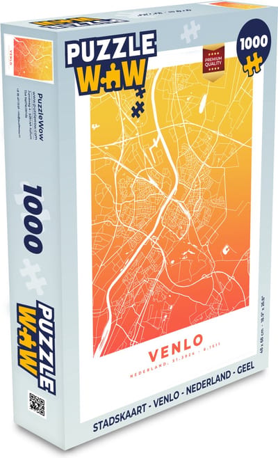 Puzzel Stadskaart - Venlo - Nederland - Geel - Legpuzzel - Puzzel 1000 stukjes volwassenen - Plattegrond