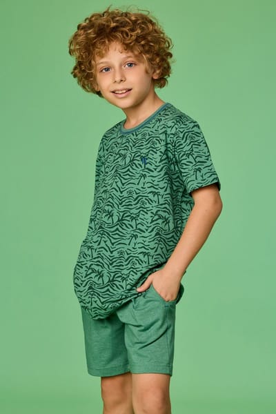 Woody pyjama jongens - palm - groen - 261-10-QPB-Z/913 - maat 140