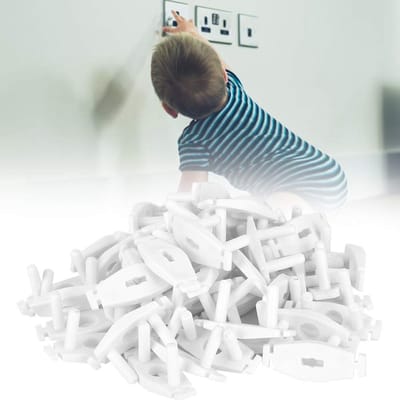 50 EU Socket Cover Anti-electric Shock Socket Protective Cover Plug Insulated Protective Film for Kids Babies Home and School