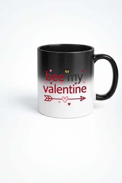 Magische Mok 'Bee My Valentine' | Warmtegevoelige Mok met Bij & Hartjes | Origineel Valentijn Cadeau