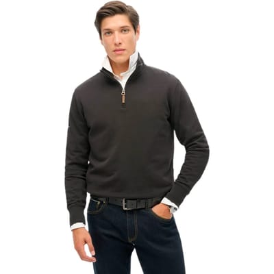 Superdry - Core sweatshirt met logo en halve rits - Heren - Truien