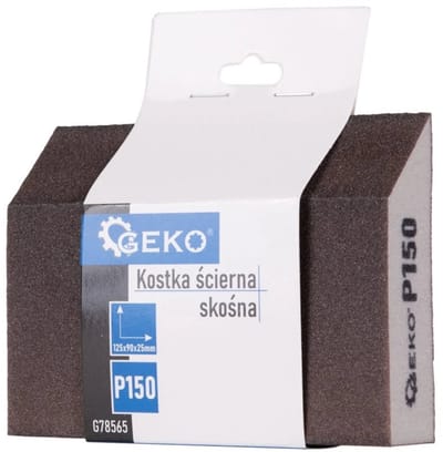 GEKO Schuurspons schuin - 125x90x25 mm - korrel P150 - ergonomisch ontwerp