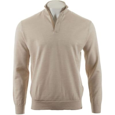Paul & Shark Trui Summer Wool Half Zip Alcantara Details Almond Milk / male