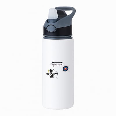 Hacebo® - Boogschieten met naam - waterfles met rietje zwart - Sport - Boogschieters - Cadeau - Verjaardag - Geschenk - Gepersonaliseerde Jongens en meisjes - water fles - 650ML