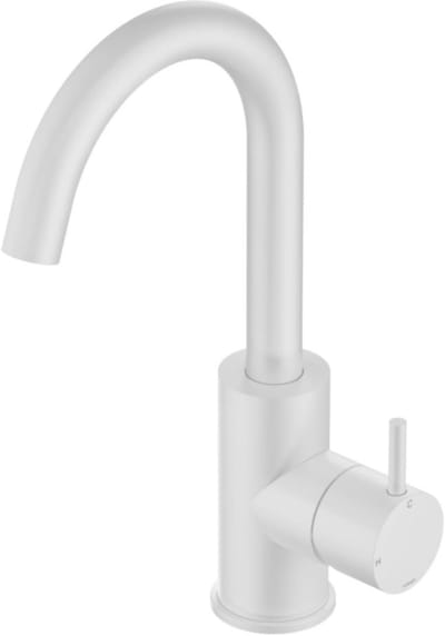 Hotbath Cobber - Wastafelmengkraan - zonder Waste - met Draaibare Uitloop - Wit - Opbouw - Messing