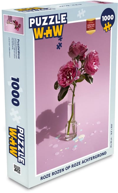 Puzzel Rozen - Roze - Vaas - Legpuzzel - Puzzel 1000 stukjes volwassenen