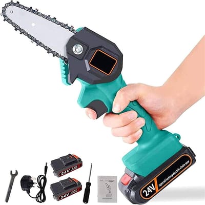 Elektrische Snoeizaag - Accu Kettingzaag Mini - Tuinonderhoud Snoeien - Lichtgewicht Eénhandig Gebruik - 4 Inch Zaagblad - Blauw
