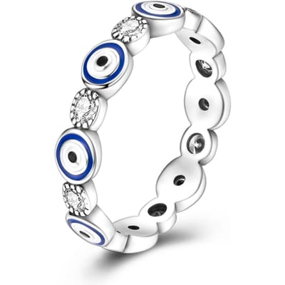 Koperen Boze Oog Spinner Band Ring voor Vrouwen Blauw Emaille CZ Ingelegd Fidget Gelukkig Fijne Sieraden Cadeau 6 white
