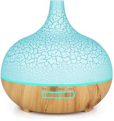 Luchtbevochtiger, aromadiffuser, ultrasone aromadiffuser, 7 kleurveranderende kleuren, houten design, geschikt voor slaapkamers en kantoren (lichte houtkleur)
