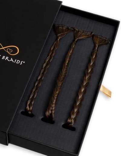 Infinity Braids - Braidies - Set van 3 Clip-in Vlechtjes - Lizzy, Jolie & Viènne Stijl - Haarklem - Haarclip - Haarclip Dames - Haarklemmen - Infinity Braidies Mini Copper Bronze
