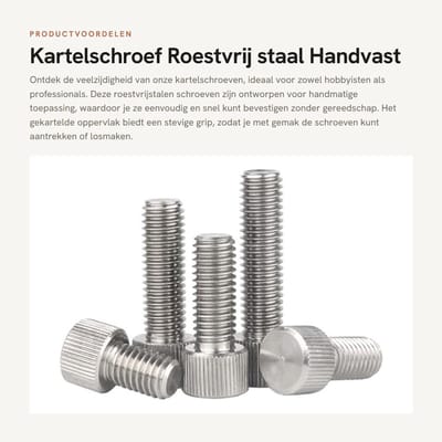 Dailygoods- Kartelschroef roestvrij staal - Gekartelde handschroef - M8x30mm - 4 stuks - Slijtvast en duurzaam - Handmatig aan te trekken - Handgreepschroef