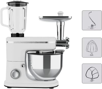 Keukenmachine - Mixer Sapcentrifuge - Bakken en Bereiden - 3-in-1 Functionaliteit - 6L Kom - Zilver