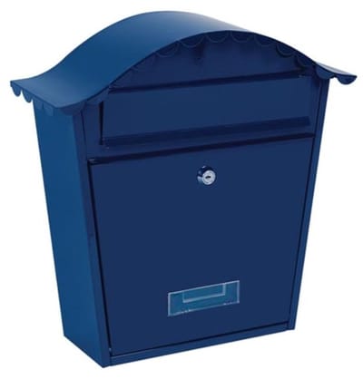 Wandmailbox met Naamplaatje en Sleutels - Blauw - 37 x 26.5 x 13.2 cm
