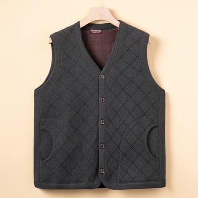 Middelbare leeftijd Heren Vader Draagt Grote Maat Plus Fluweel Vest Middelbare leeftijd en Ouderen Winterkleding Verdikte Vesten met Opa's Warme Top 3XL beige