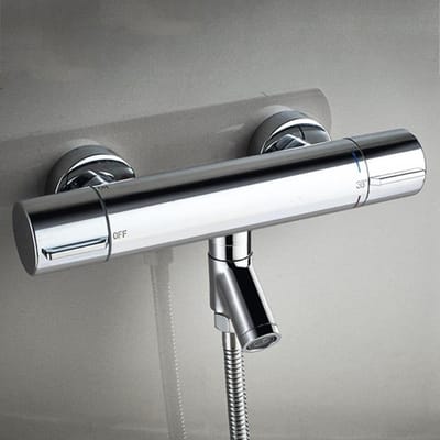 Dailygoods- Douchekraan Thermostatisch - Badkraan - Messing Verchroomd - Twee Uitgangen - Veiligheidssysteem - Snelle Reactie - Thermostatische Kraan