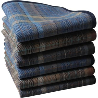 6 stuks Ruit Hoge Dichtheid Business Stijl Heren Puur Katoen Zakdoek Dun Waterabsorberend Zweet-Afvegen Handdoek Draagbaar 40 cm gray