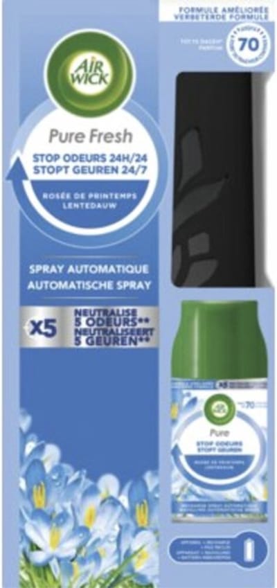 2 Stuks - Air Wick Freshmatic Automatische Spray Luchtverfrisser - Pure Fresh Lentedauw - Starterkit - 500 ml