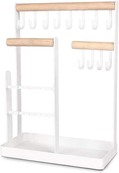 Sieradenstandaard - Opberger Hanger - Sieraden Organiseren - Stijlvol Metaal Hout - N.v.t. - Wit