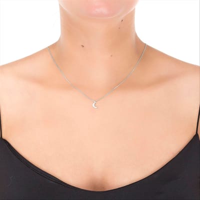 Luxenter halvemaanvormige halsketting in 925 sterling zilver met gerhodineerde afwerking