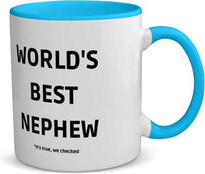 Akyol - world's best nephew it's true we checked koffiemok - theemok - blauw - Neef - werelds beste neef - verjaardag - cadeautje voor neef - neef artikelen - kado - geschenk - 350 ML inhoud