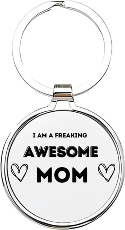 Akyol - i am awesome mom Sleutelhanger - Moeder - de liefste moeder - moeder sleutelhanger - mama sleutelhanger - sleutelhanger mam - familie sleutelhanger - moederdag cadeautje - mama cadeau - mom - stiefmoeder - schoonmoeder - 4 x 7,5 CM