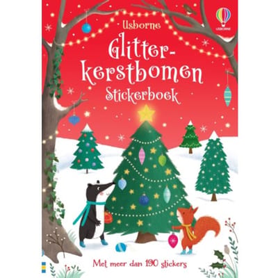 Glitterkerstbomen Stickerboek - Usborne Glitterstickerboek