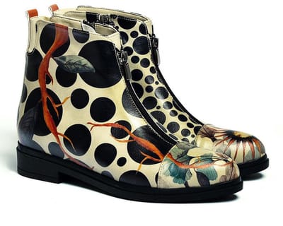 Goby Polka Garden Dames Enkellaarsjes - Handgemaakt Vegan Leer - Maat 42