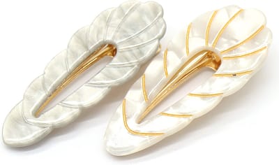 Haarsoires Haarspeld Duckklemmen 7cm – Open Bladvorm – Marmerprint – Grijs – Set van 2 - Haarclip - Haarklem - Makkelijk in Gebruik - Sterke Haarclip voor Styling & Dagelijks Gebruik - Hair Clip - Decoratieve Haaraccessoire