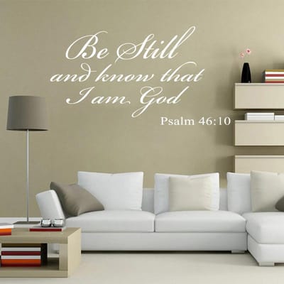 Religieuze Muurstickers Weet dat Ik God Ben Psalm 46:10 Bijbelstickers Voor Woonkamer Kantoor Geloof Huisdecoratie Makkelijk Aan Te Brengen (black,59x35cm) zwart