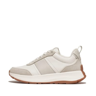 FitFlop FitFlop F-Mode Flow Sneaker - Leather & Suede Mix WIT - Maat 36