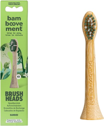 Bamboovement Bamboe Opzetborstels Geschikt voor Philips Sonicare® | 4 Stuks | 88% Minder Plastic - Plantaardig & FSC-Bamboe
