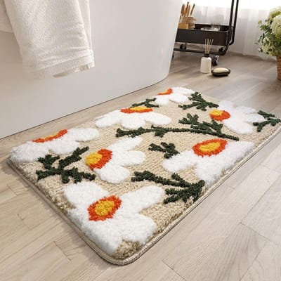 Plant en Bloem Imitatie Kasjmier Badkamervloermat Entree Deurmat Huishoudelijke Entree Voetmat Vuilafstotende Slijtvaste Mat 50 * 80cm