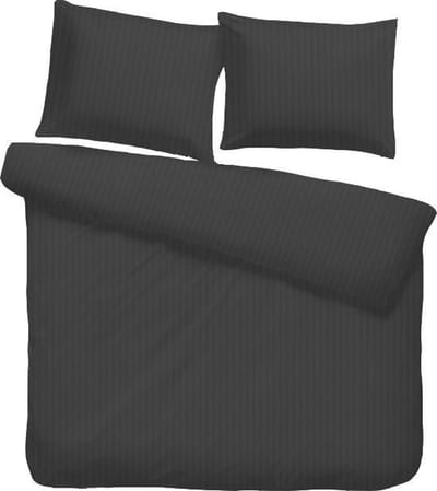 iSleep Satijnstreep Dekbedovertrek - Eenpersoons - 140x200/220 cm - Antraciet