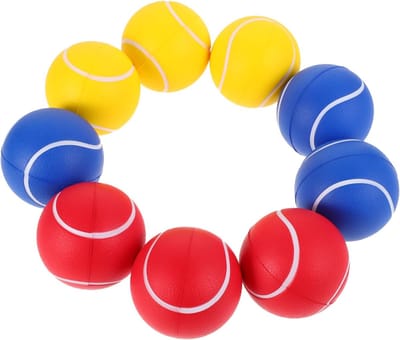 Elastische Tennisballen - Trainingsballen Oefenballen - Buiten Sport Spelen - Set van 9 Stuks - 7 cm Diameter - Gemengde Kleuren
