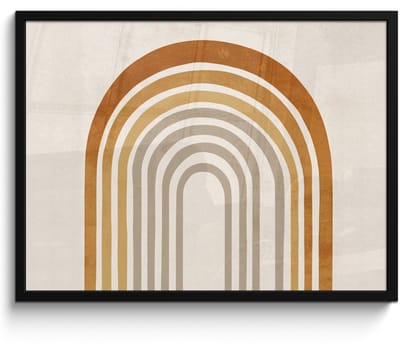 Poster in lijst - Fotolijst 70x50 cm - Posters - Minimalistisch - Boog - Lijnen - Beige - Posterlijst zwart - Decoratie - Wanddecoratie woonkamer - Muurdecoratie slaapkamer