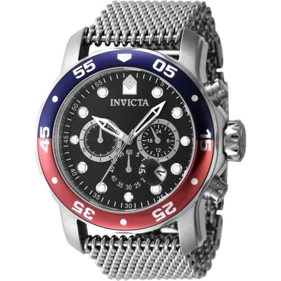 Invicta Pro Diver 47630 Heren Horloge - Quartz Uurwerk - Roestvrij Staal met zwarte Wijzerplaat - 48mm
