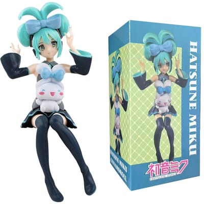 21cm Anime Hatsune Miku Zittende Houding Figuur Mode Subcultuur Miku Actiefiguur Kerst Perfect Cadeau PVC Verzameling Model Pop Speelgoed