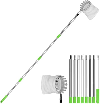 longziming Fruitplukker - Telescopische Fruitplukker 4 Meter - RVS Steel met Katoenen Zak - Snoeigereedschap - Appels, Peren, Kersen en Pruimen Plukken in de Tuin