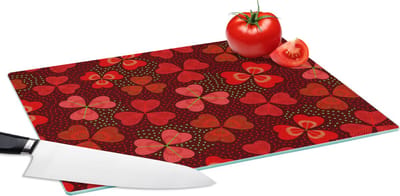 Glazen Snijplank - 39x28 - Patroon - Klaver - Rood - Snijplanken Glas