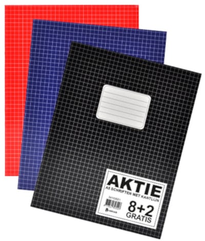 SOHO Schriften - A5 formaat - 70 grams papier - Met kantlijn - 3 kleuren - Zwart/Rood/Blauw - Ruit 5mm - 80 bladzijden - 5 stuks