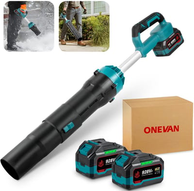 ONEVAN Accu Bladblazer - 300 m/s - Borstelloze Bladblazer - met 2x 4.5Ah accu's - 5 snelheden - Handblazer - voor Tuinonderhoud, Oprit, Bladeren, Stof